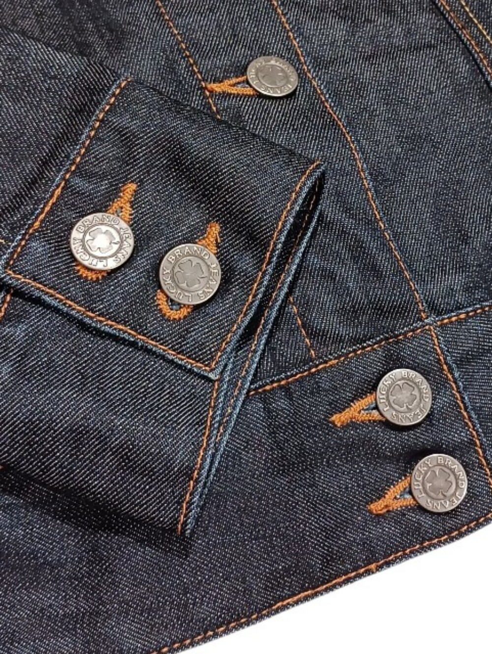 Lucky Brand Y2K Adelaide Denim Trucker Jacket Yin Yang Dark Resin Wash - Picture 5 of 10